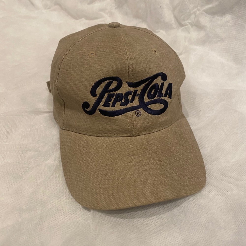 Pepsi Cola Soda Baseball Hat Beige Adjustable Cap